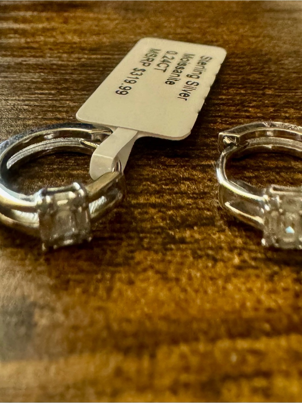 Sterling Silver Clear Stone Earrings- Silver